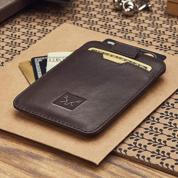 pull tab wallet women's wallets Leather Credit Card Holder mens wallet - Picture 2 of 3